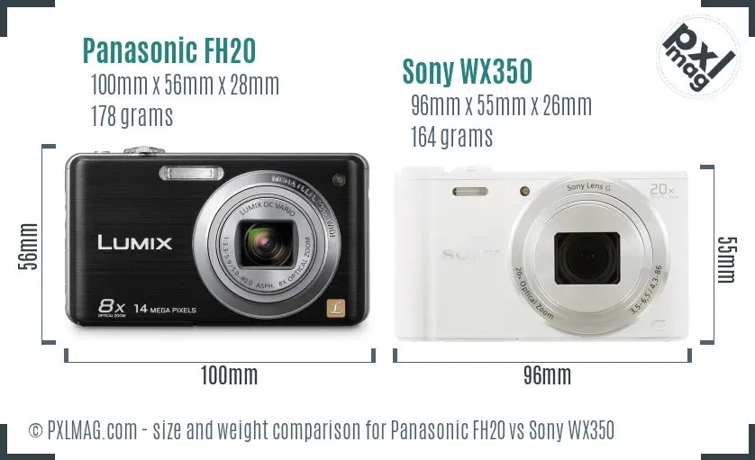 Panasonic FH20 vs Sony WX350 size comparison