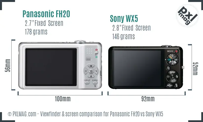 Panasonic FH20 vs Sony WX5 Screen and Viewfinder comparison