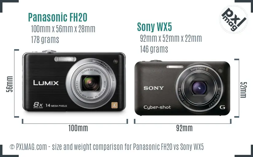 Panasonic FH20 vs Sony WX5 size comparison