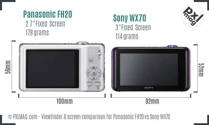Panasonic FH20 vs Sony WX70 Screen and Viewfinder comparison
