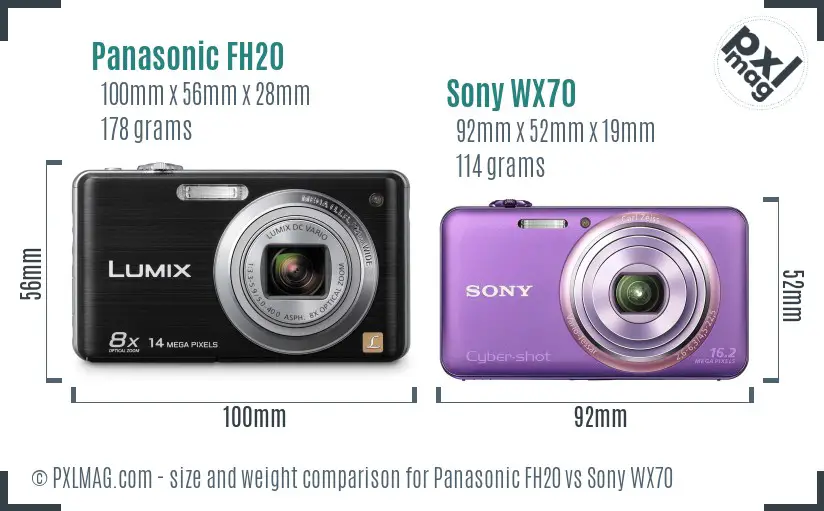 Panasonic FH20 vs Sony WX70 size comparison