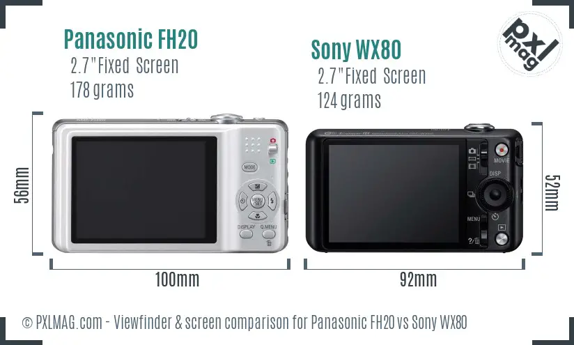 Panasonic FH20 vs Sony WX80 Screen and Viewfinder comparison