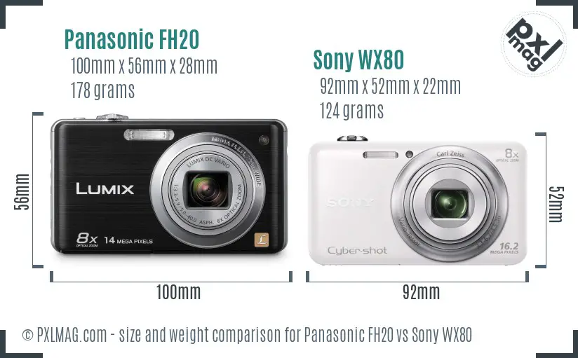 Panasonic FH20 vs Sony WX80 size comparison