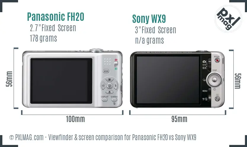 Panasonic FH20 vs Sony WX9 Screen and Viewfinder comparison