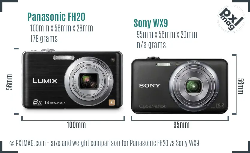 Panasonic FH20 vs Sony WX9 size comparison