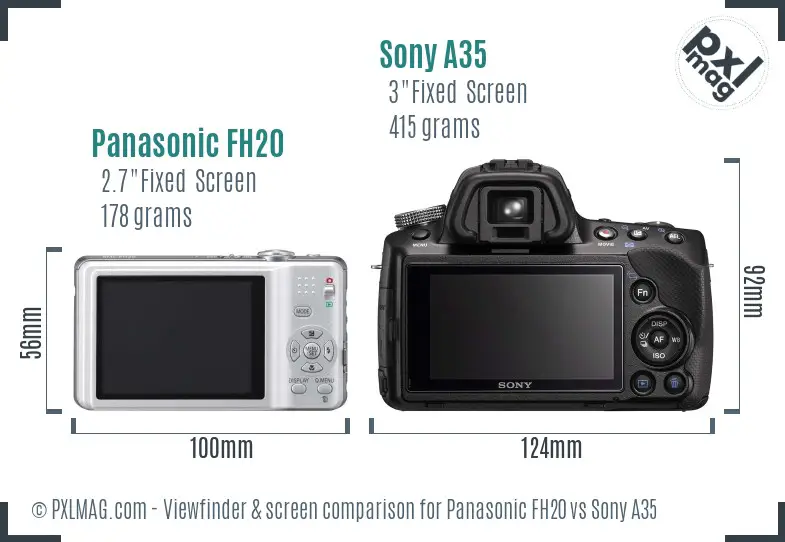 Panasonic FH20 vs Sony A35 Screen and Viewfinder comparison