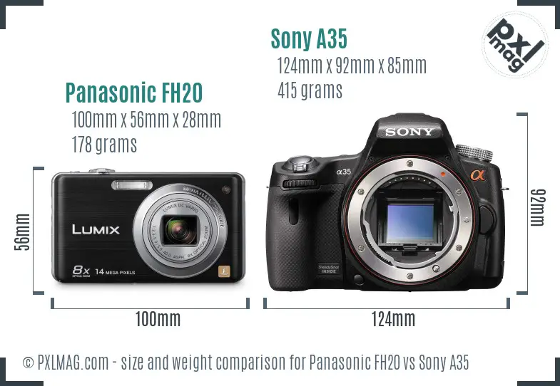 Panasonic FH20 vs Sony A35 size comparison