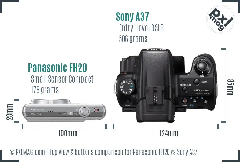 Panasonic FH20 vs Sony A37 top view buttons comparison