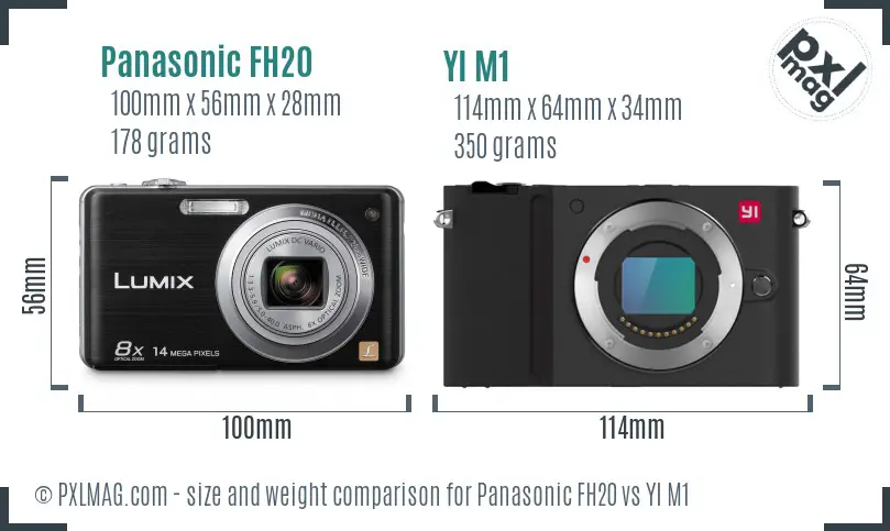 Panasonic FH20 vs YI M1 size comparison