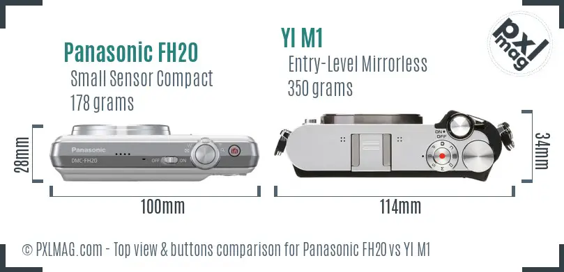 Panasonic FH20 vs YI M1 top view buttons comparison
