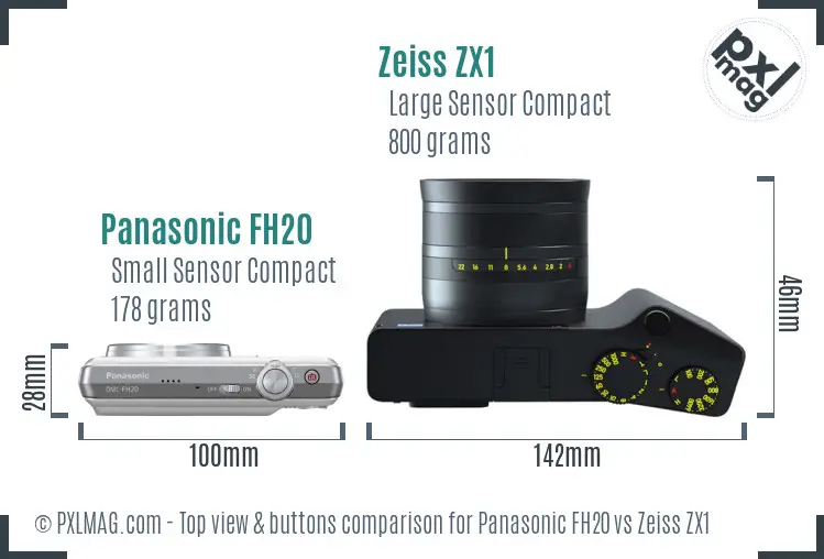 Panasonic FH20 vs Zeiss ZX1 top view buttons comparison