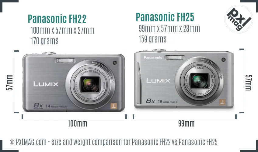 Panasonic FH22 vs Panasonic FH25 size comparison