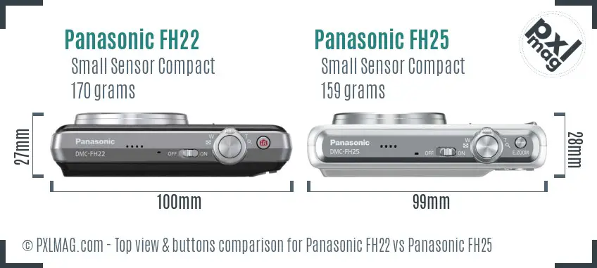 Panasonic FH22 vs Panasonic FH25 top view buttons comparison