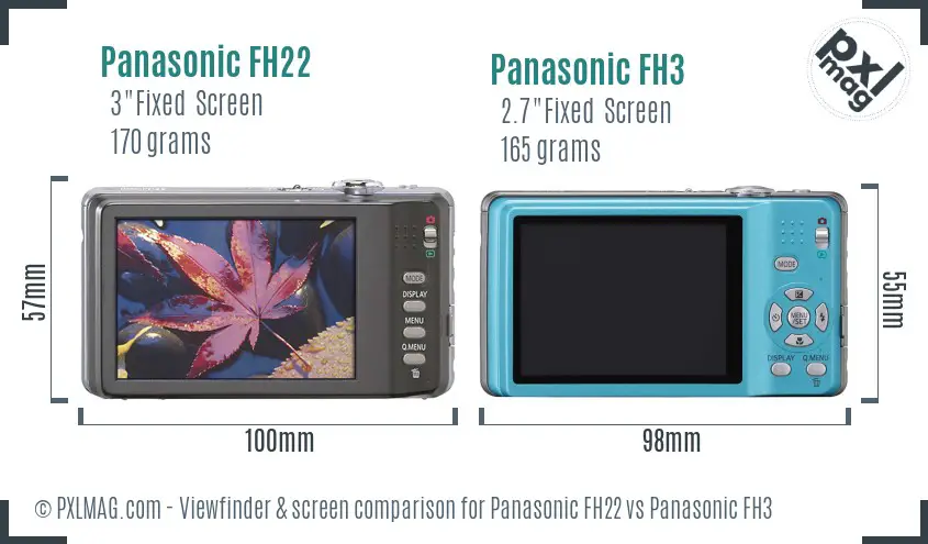 Panasonic FH22 vs Panasonic FH3 Screen and Viewfinder comparison