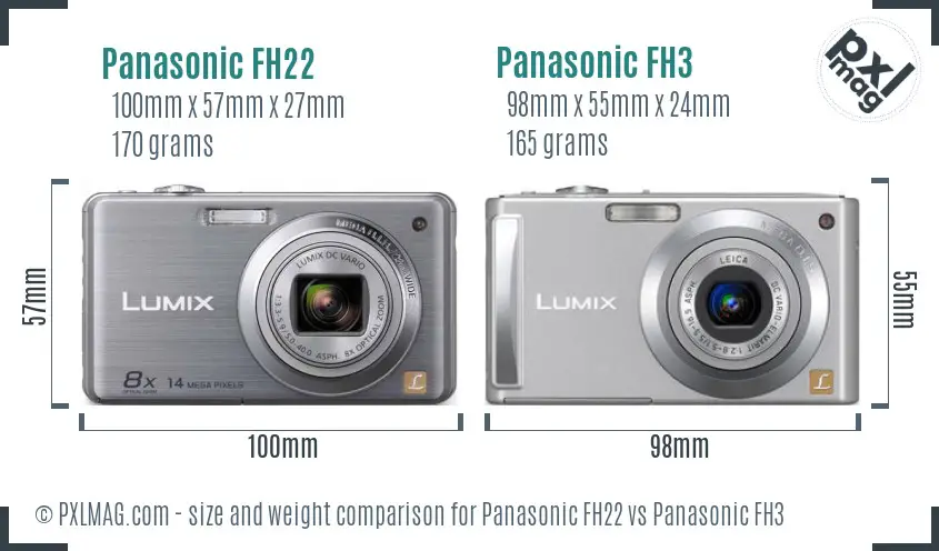 Panasonic FH22 vs Panasonic FH3 size comparison