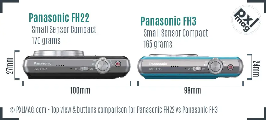 Panasonic FH22 vs Panasonic FH3 top view buttons comparison