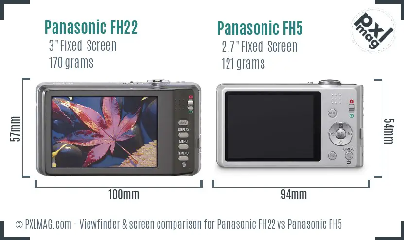 Panasonic FH22 vs Panasonic FH5 Screen and Viewfinder comparison
