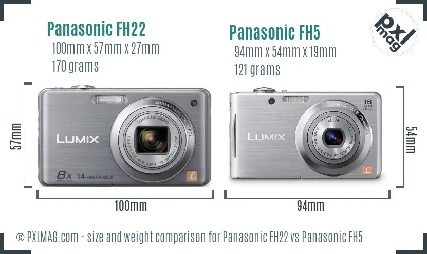 Panasonic FH22 vs Panasonic FH5 size comparison