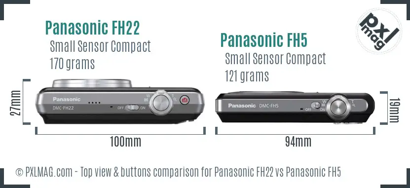Panasonic FH22 vs Panasonic FH5 top view buttons comparison