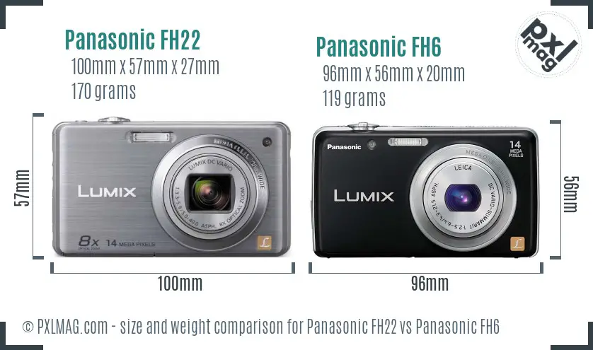 Panasonic FH22 vs Panasonic FH6 size comparison
