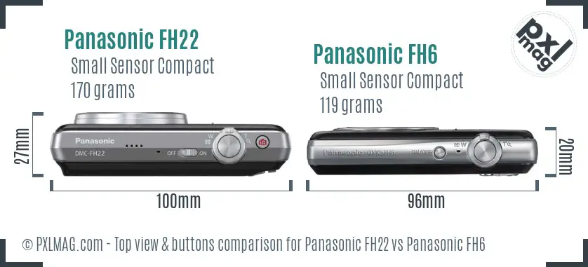 Panasonic FH22 vs Panasonic FH6 top view buttons comparison