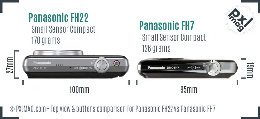 Panasonic FH22 vs Panasonic FH7 top view buttons comparison