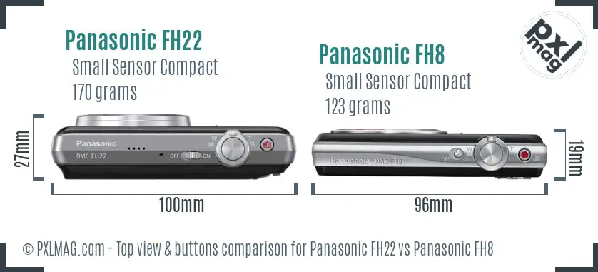 Panasonic FH22 vs Panasonic FH8 top view buttons comparison
