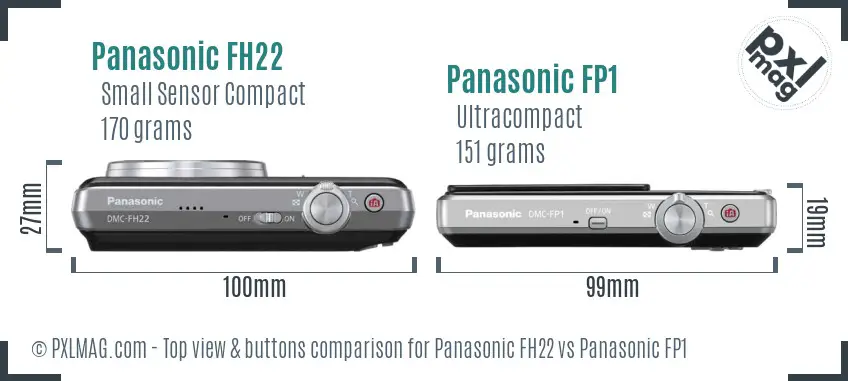 Panasonic FH22 vs Panasonic FP1 top view buttons comparison