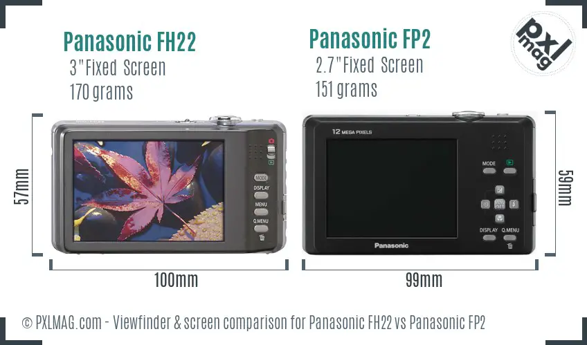 Panasonic FH22 vs Panasonic FP2 Screen and Viewfinder comparison