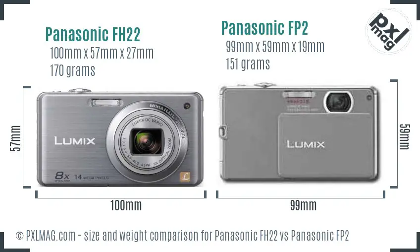 Panasonic FH22 vs Panasonic FP2 size comparison