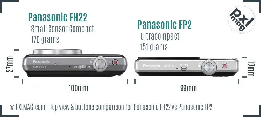 Panasonic FH22 vs Panasonic FP2 top view buttons comparison