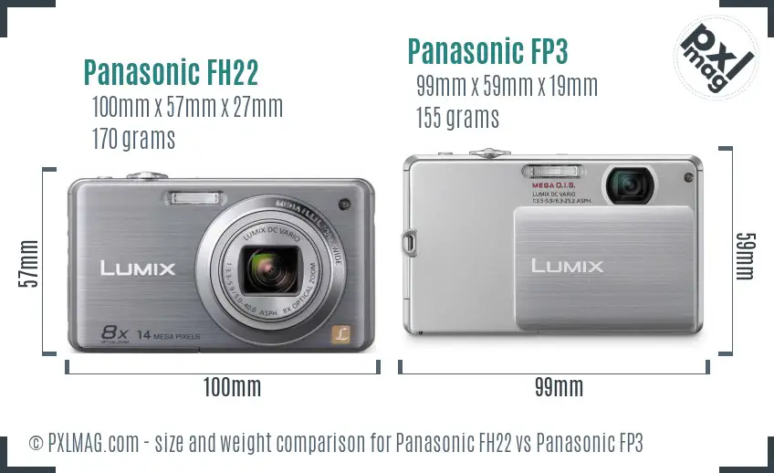 Panasonic FH22 vs Panasonic FP3 size comparison