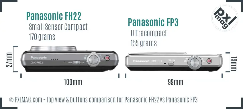 Panasonic FH22 vs Panasonic FP3 top view buttons comparison