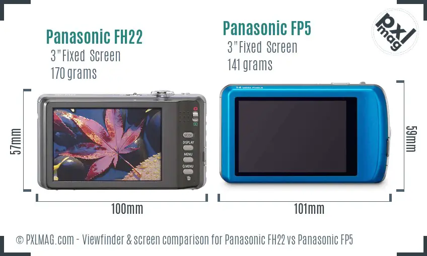 Panasonic FH22 vs Panasonic FP5 Screen and Viewfinder comparison