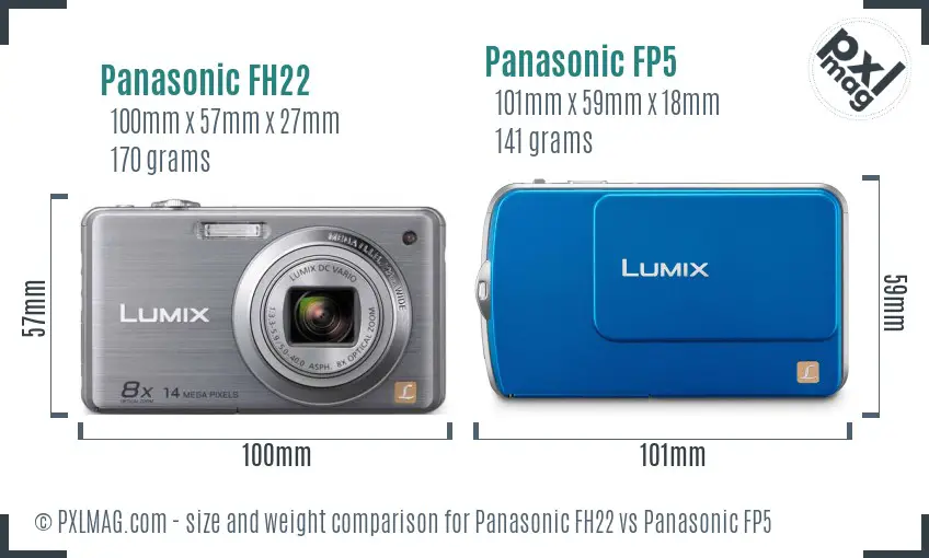 Panasonic FH22 vs Panasonic FP5 size comparison
