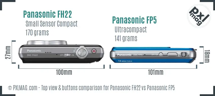 Panasonic FH22 vs Panasonic FP5 top view buttons comparison
