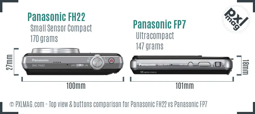 Panasonic FH22 vs Panasonic FP7 top view buttons comparison