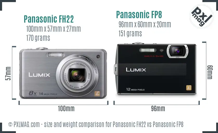 Panasonic FH22 vs Panasonic FP8 size comparison