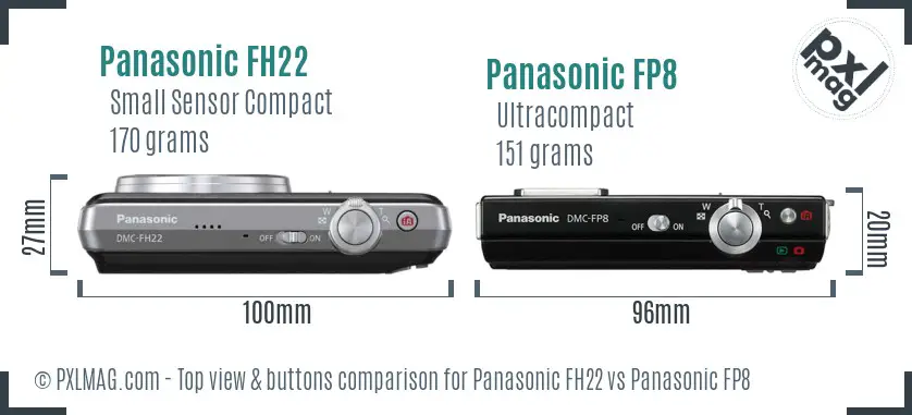 Panasonic FH22 vs Panasonic FP8 top view buttons comparison