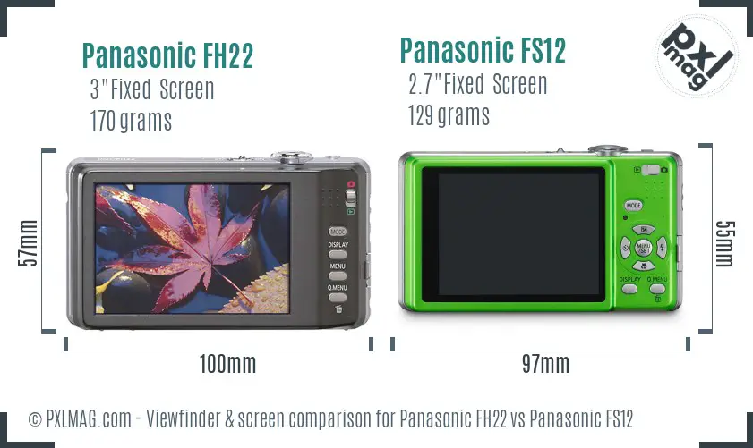 Panasonic FH22 vs Panasonic FS12 Screen and Viewfinder comparison