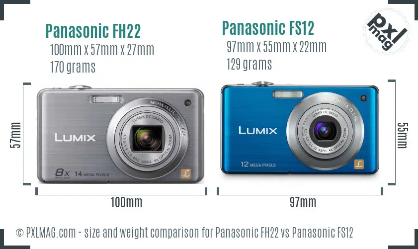 Panasonic FH22 vs Panasonic FS12 size comparison