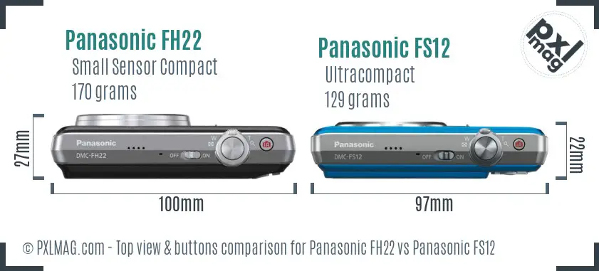 Panasonic FH22 vs Panasonic FS12 top view buttons comparison