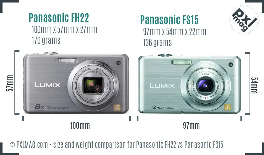 Panasonic FH22 vs Panasonic FS15 size comparison