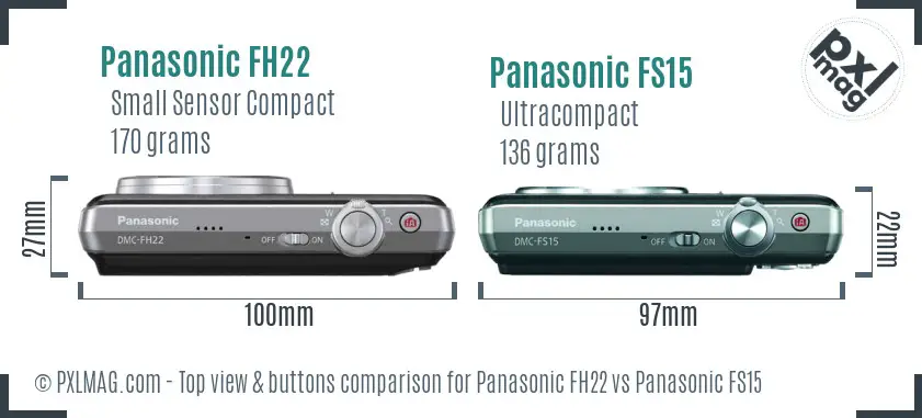 Panasonic FH22 vs Panasonic FS15 top view buttons comparison