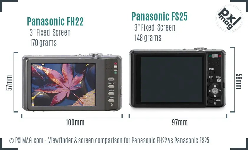 Panasonic FH22 vs Panasonic FS25 Screen and Viewfinder comparison