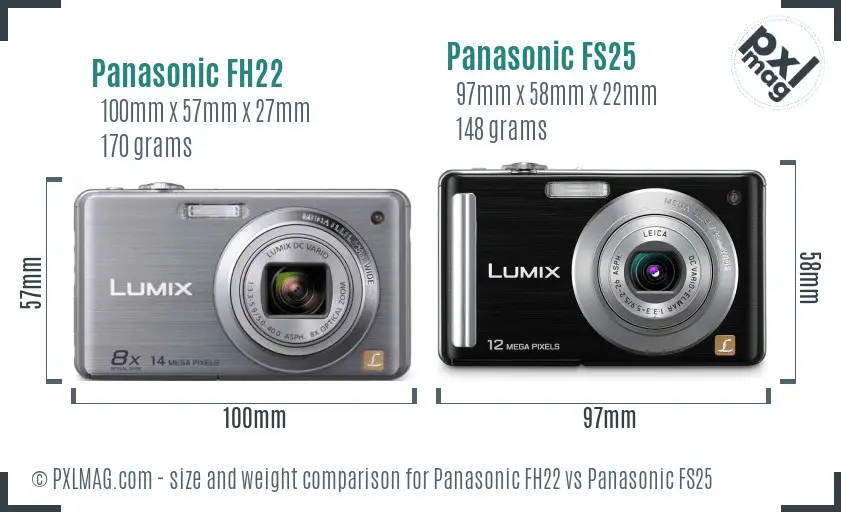 Panasonic FH22 vs Panasonic FS25 size comparison