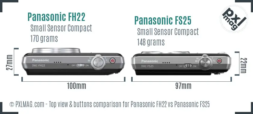 Panasonic FH22 vs Panasonic FS25 top view buttons comparison