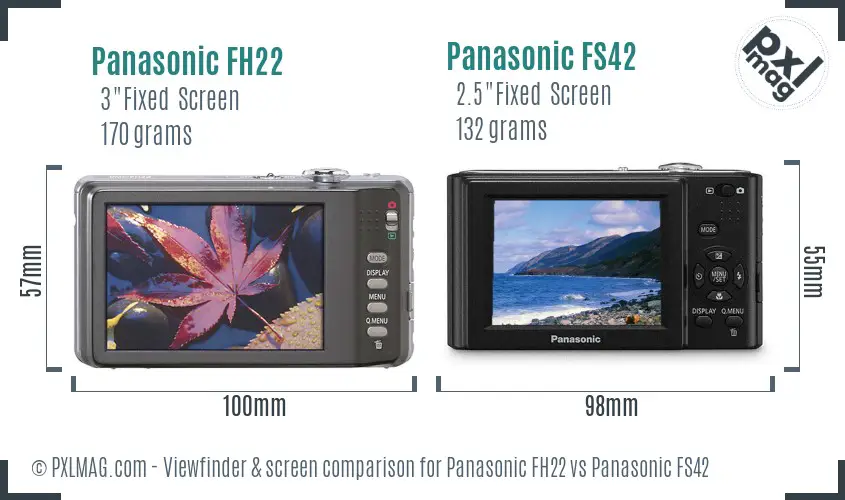 Panasonic FH22 vs Panasonic FS42 Screen and Viewfinder comparison