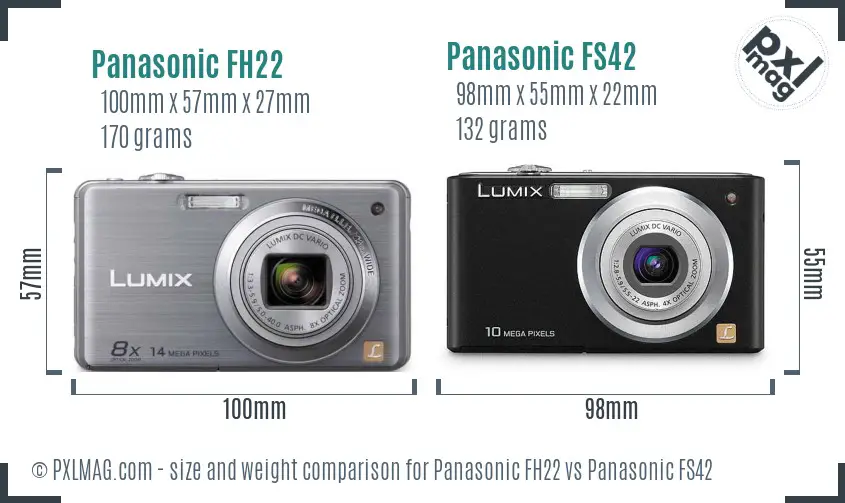 Panasonic FH22 vs Panasonic FS42 size comparison