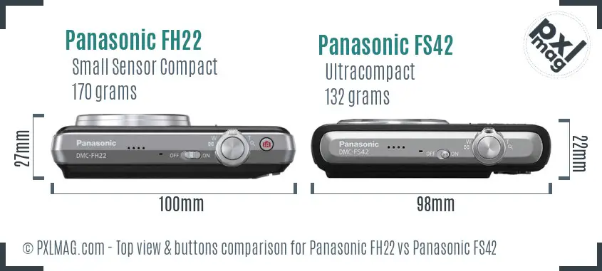 Panasonic FH22 vs Panasonic FS42 top view buttons comparison